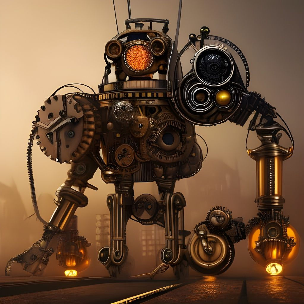 Wallpaper #ss4JJZMB71dOy6JZQBKv96 Steampunk Robot AI Generated Artwork Nightcafe Creator