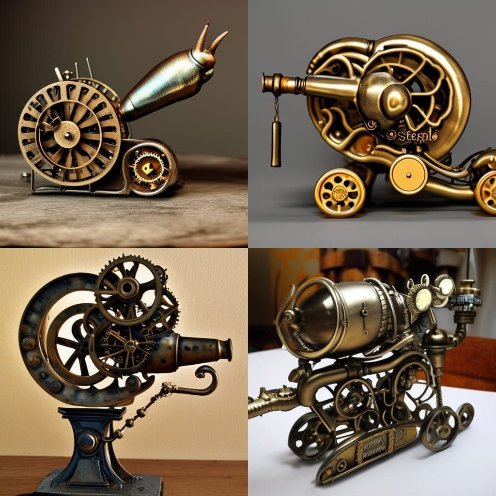 Wallpaper #7DE0NZMB5zzyi_yYk1WD151 Steampunk Metal Snail Steampunk Engine AI Generated Artwork