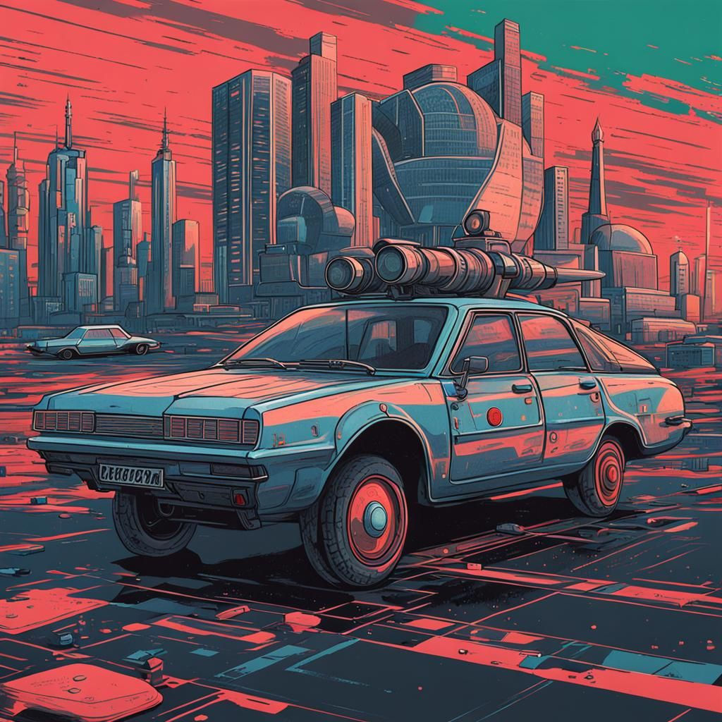 Wallpaper #klb_epcBsd6xcFiEhdxU77 Soviet Cyberpunk Car AI Generated Artwork Nightcafe Creator