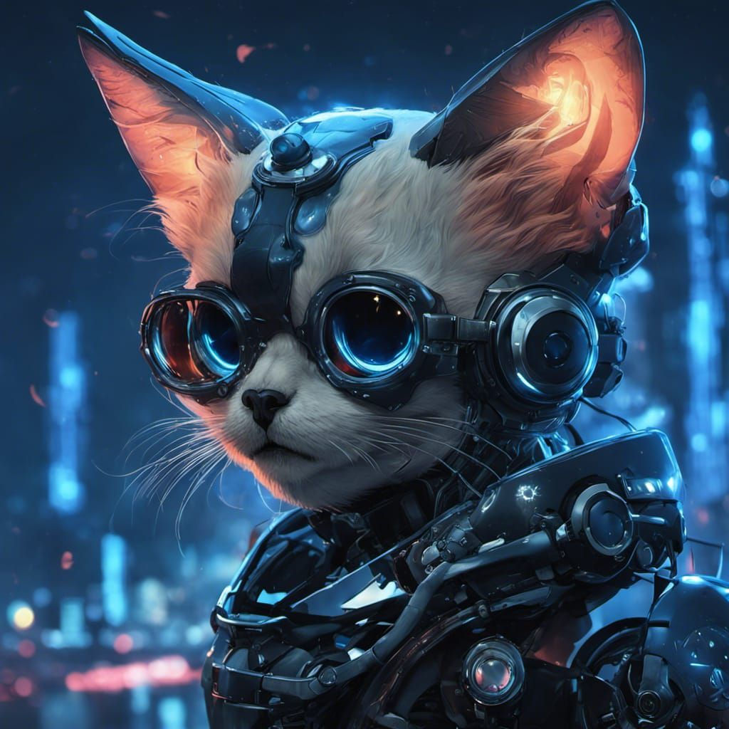 Wallpaper #JxnMHo8BtGB6xQ78mno738 Cute Adorable Skull Head Cybernetic Android Robotic Kitten on