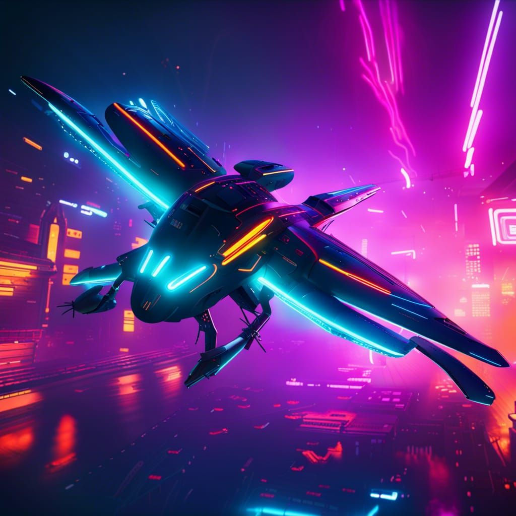 Wallpaper #mWfsDJMBSpphPi3-PeEZ2 Cyberpunk Dragonfly Plane AI Generated Artwork Nightcafe Creator