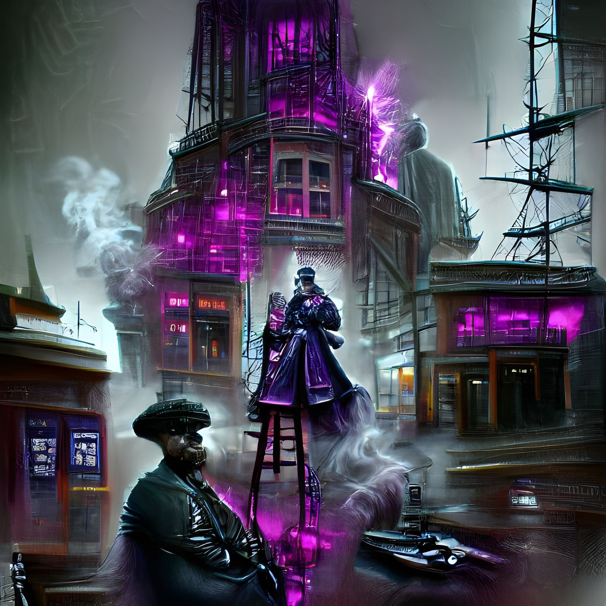 Wallpaper #jX008I4Bnwiau_P6ugXd7 Victorian Cyberpunk Wizard AI Generated Artwork Nightcafe Creator