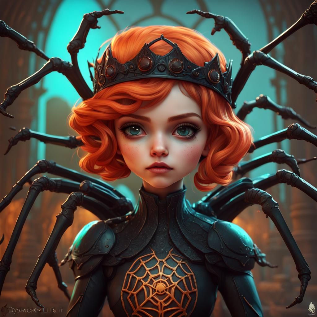 Wallpaper #5vQUOpMBKFX8bn3rPHdj273 Adorable Little Gothic Black Widow Spider Princess AI Generated