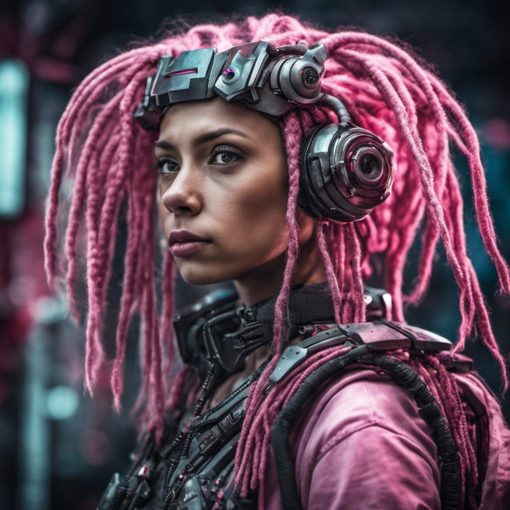 Wallpaper #VRlvAo8BtGB6xQ782EqN32 Cyberpunk Engineer with Pink Dreads AI Generated Artwork Nightcafe