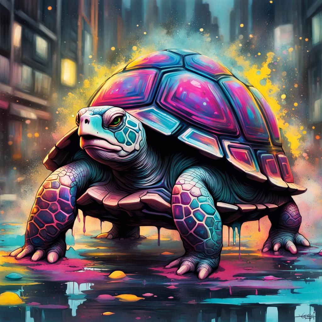 Wallpaper #KO9sS5MBMN-XEVvVwjtk2 Cute Cyberpunk Futurist Turtle AI Generated Artwork Nightcafe Creator