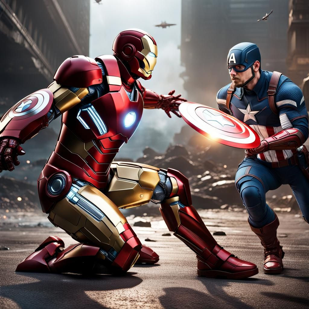 Wallpaper #xzEUNpMB5zzyi_yYV1iX152 Iron Man vs Captain America AI Generated Artwork Nightcafe Creator