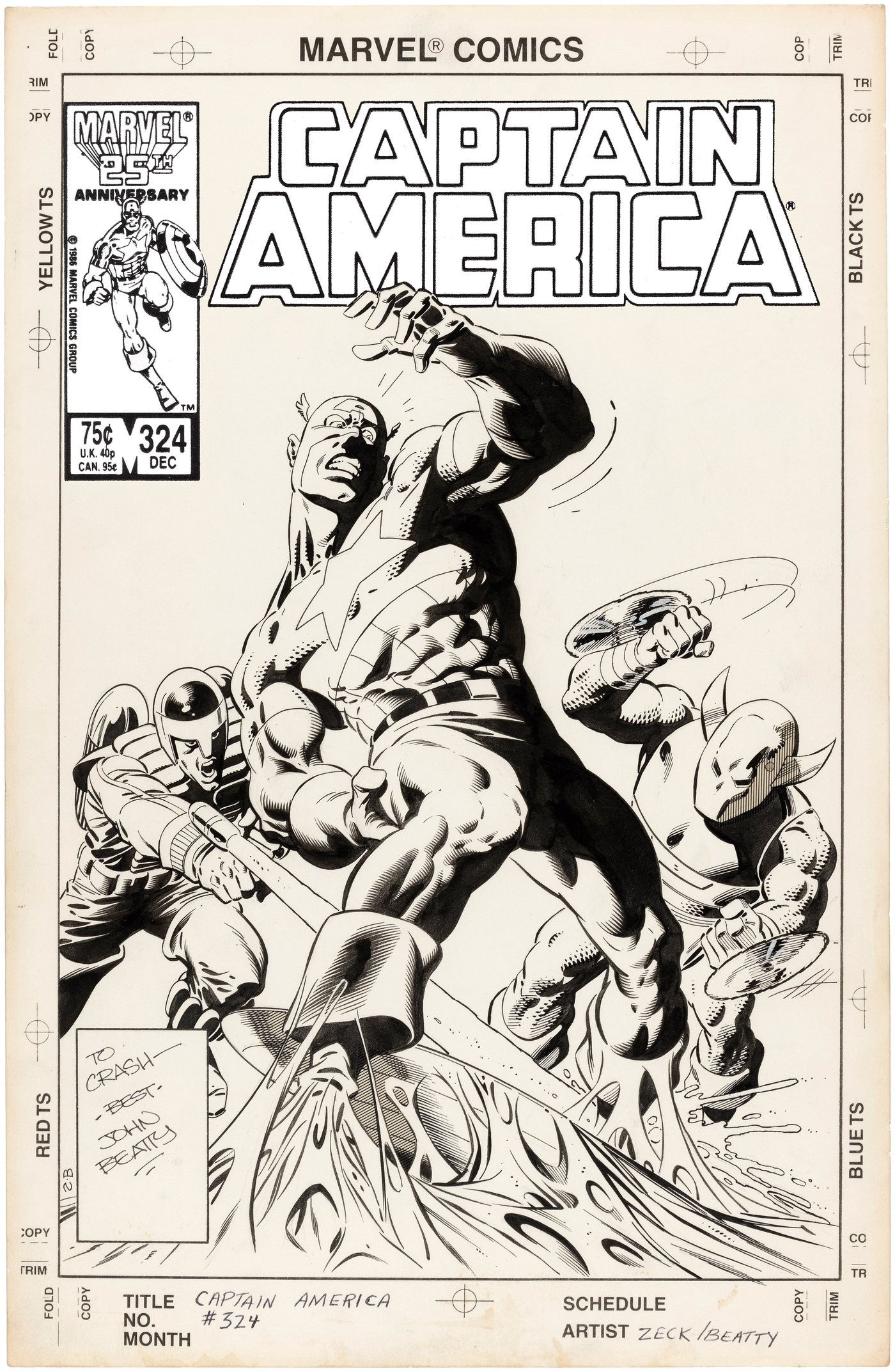 Wallpaper #zWdQ-ZIBSpphPi3-lozD234 Hakes Captain America 324 Comic Book Cover Original Art by Mike Zeck