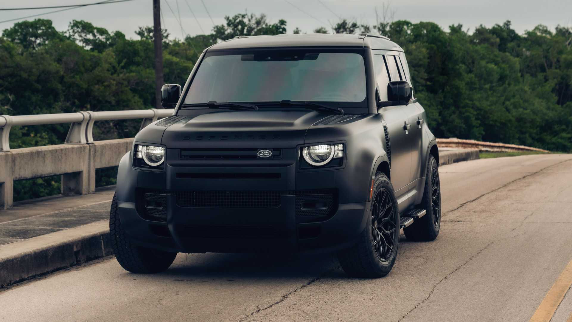 Wallpaper #8zXYlJcBk_lpvpal-5fD149 Land Rover Defender Murdered Out with Matte Black Wrap New Wheels