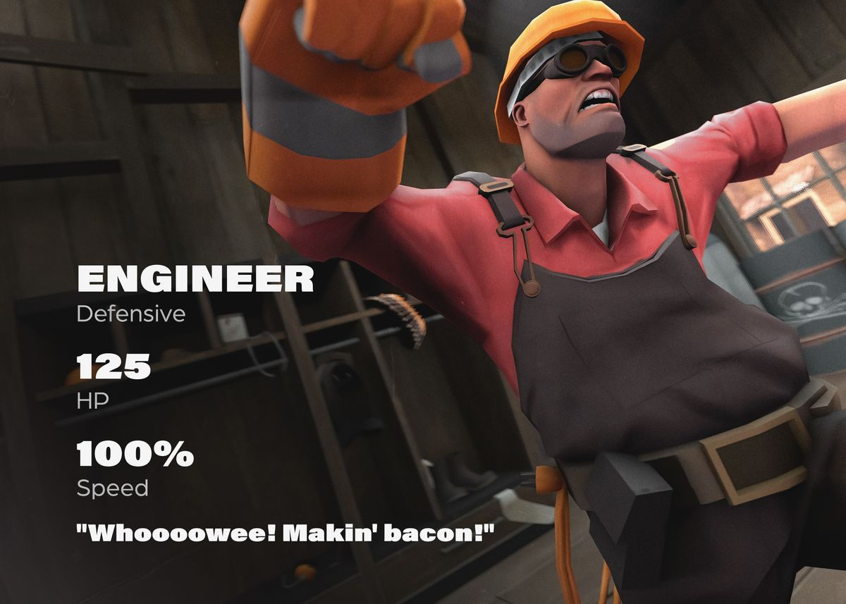 Wallpaper #z2ev85IBSpphPi3-inav270 Engineer Poster Picture Metal Print Paint by Team Fortress 2