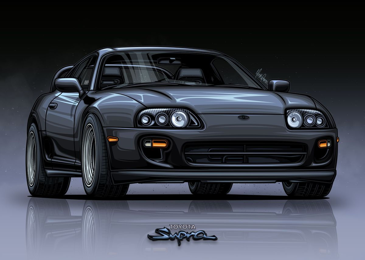 Wallpaper #uhyWQZMB8JfcLg2Jq_eg178 Toyota Supra Mk4 Black Poster by Mario Ramos Art Displate