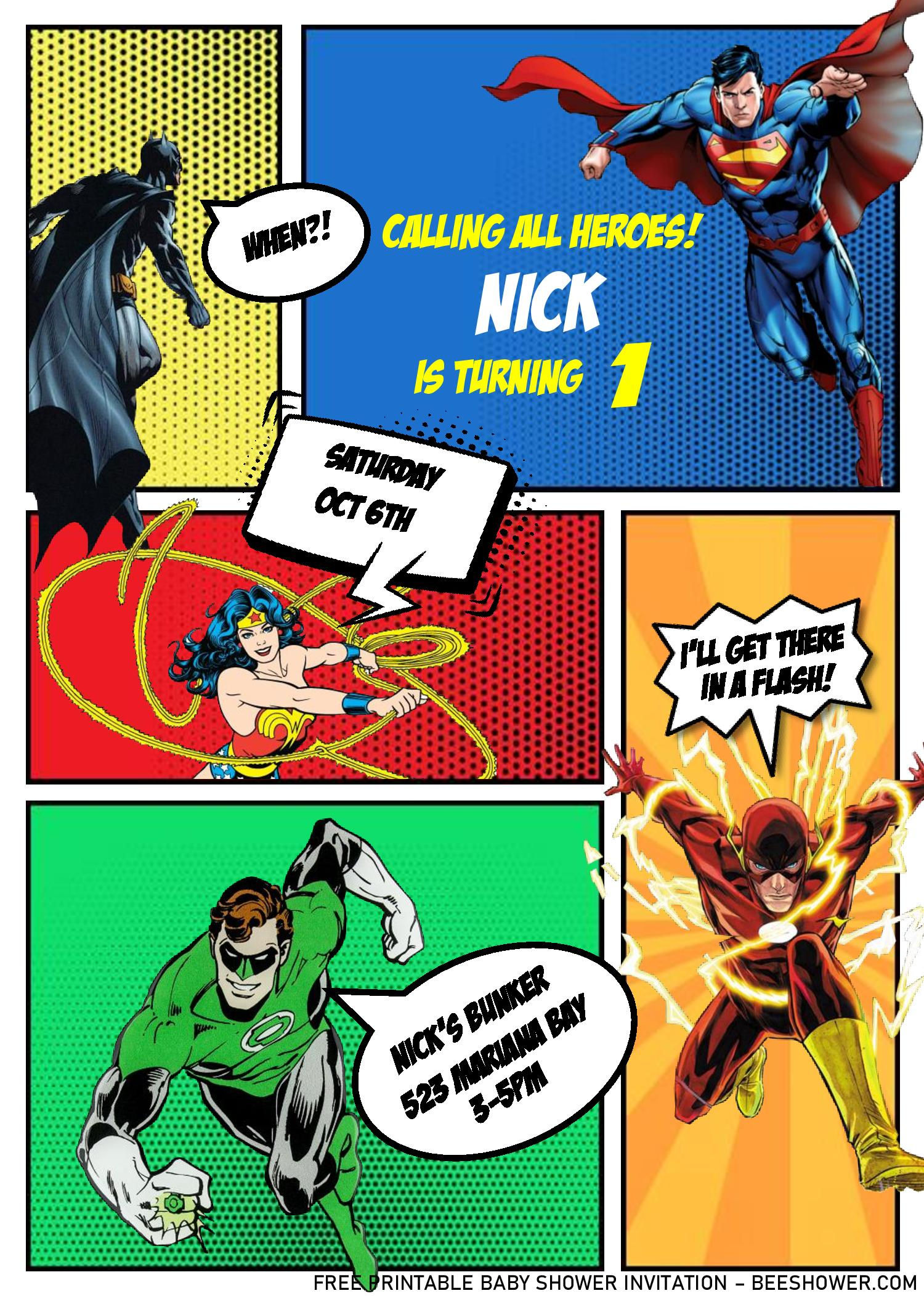 Wallpaper #CTMuM5MBcgDP3FvJ_qrC75 Superhero Comic Invitation Templates Editable with Ms Word Free
