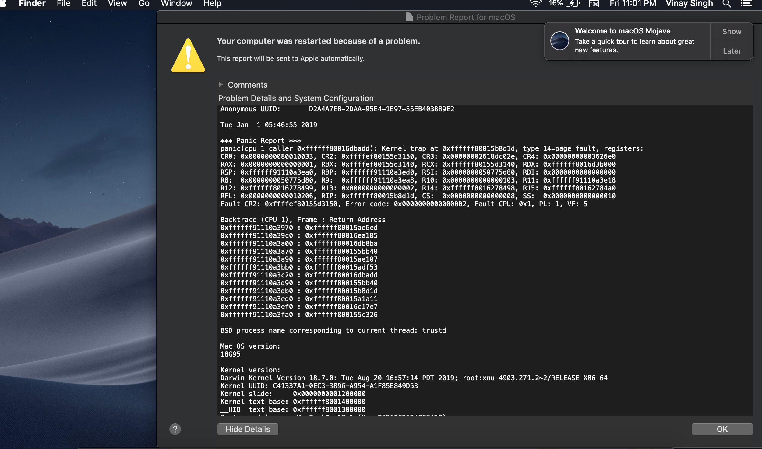 Wallpaper #fkKyPJMBOBpx0Nhm78EV252 Mac Os Mojave is Being Crashed and Restar Apple Community