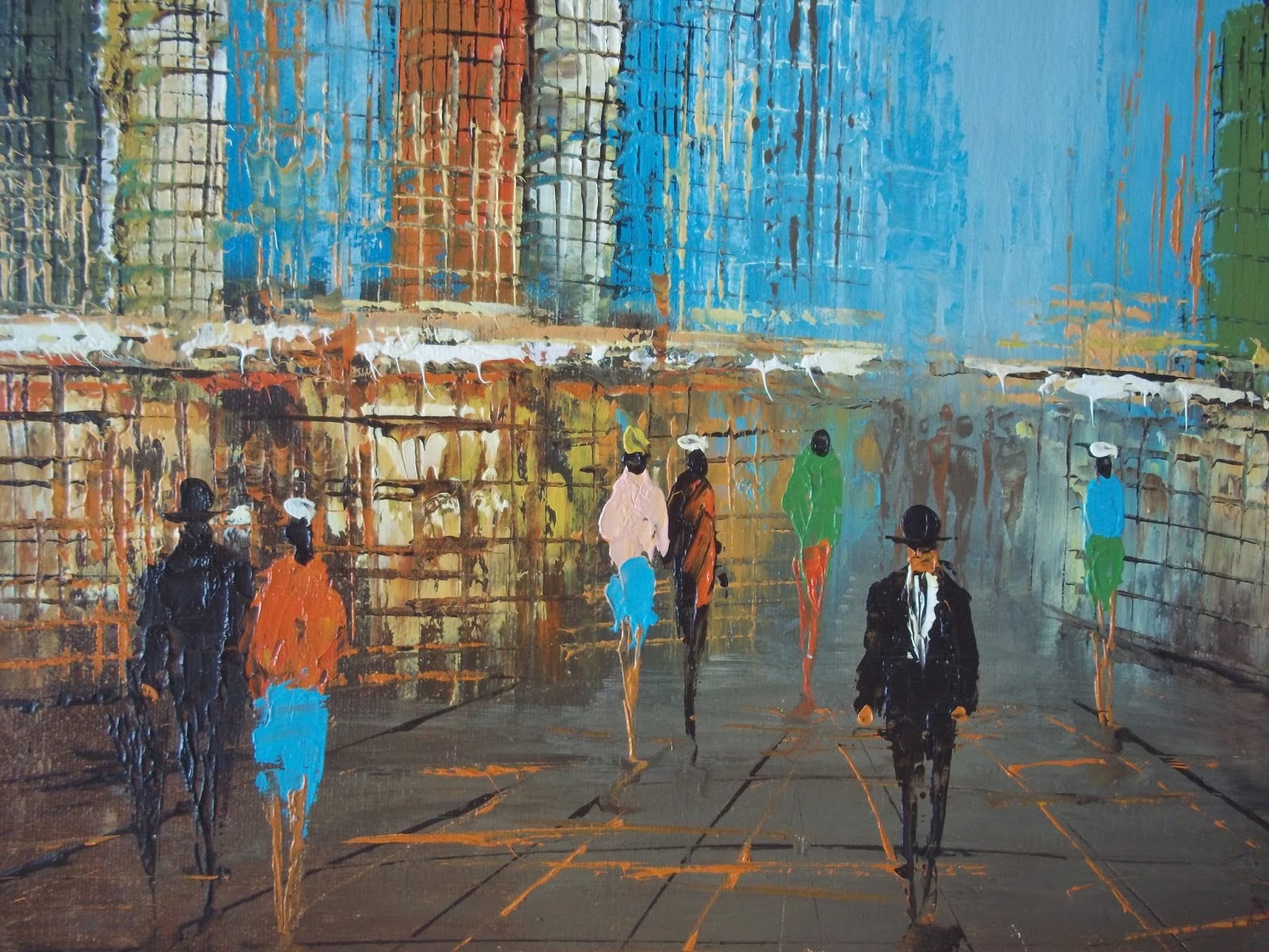 Wallpaper #W2ex7ZIBSpphPi3-OlmC172 Modern20 Vintage 1960s Abstract Expressionist Cityscape Oil Painting