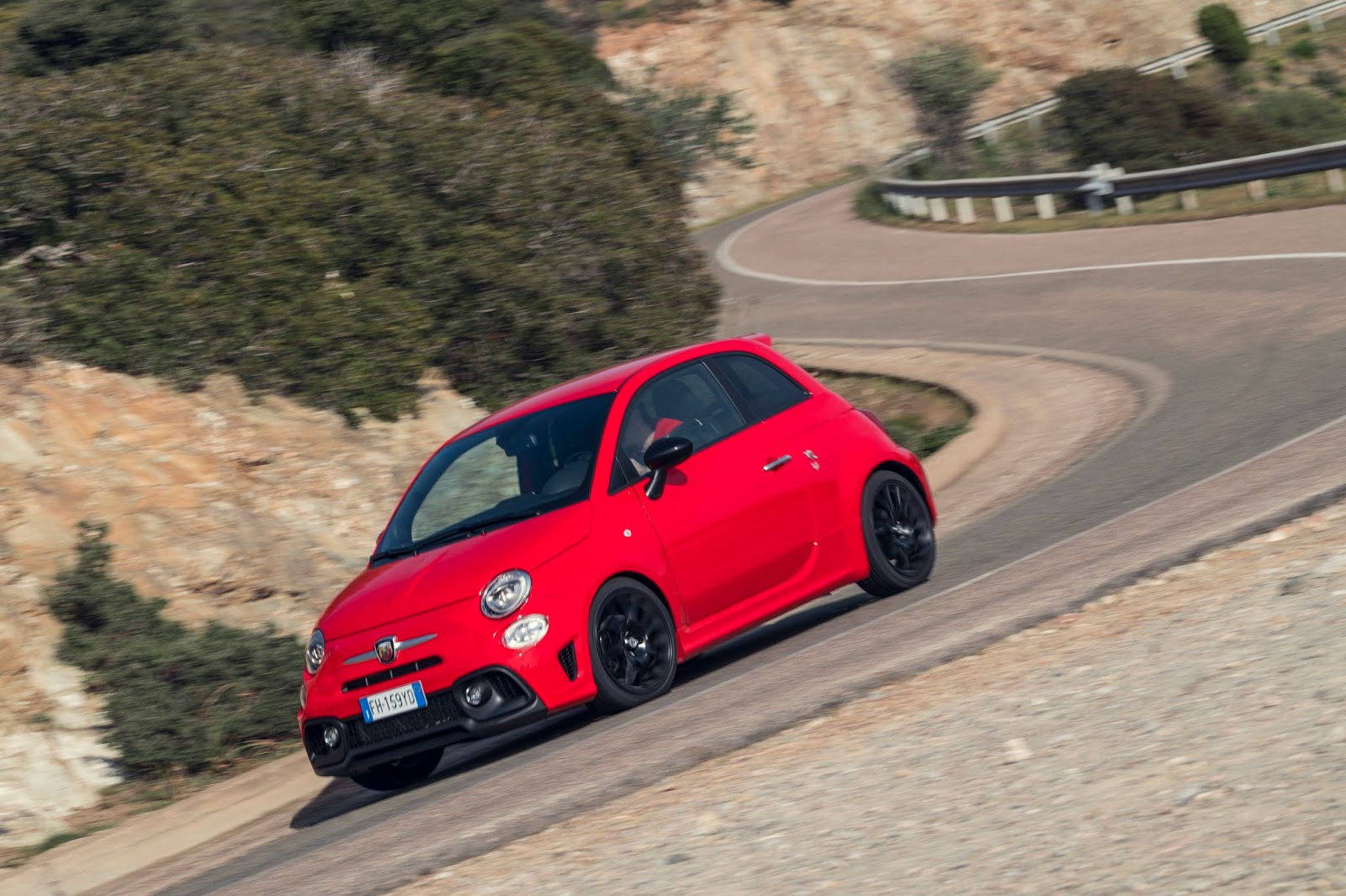 Wallpaper #a819a Front View of Black Fiat 500 Abarth Parked in the Street Editorial