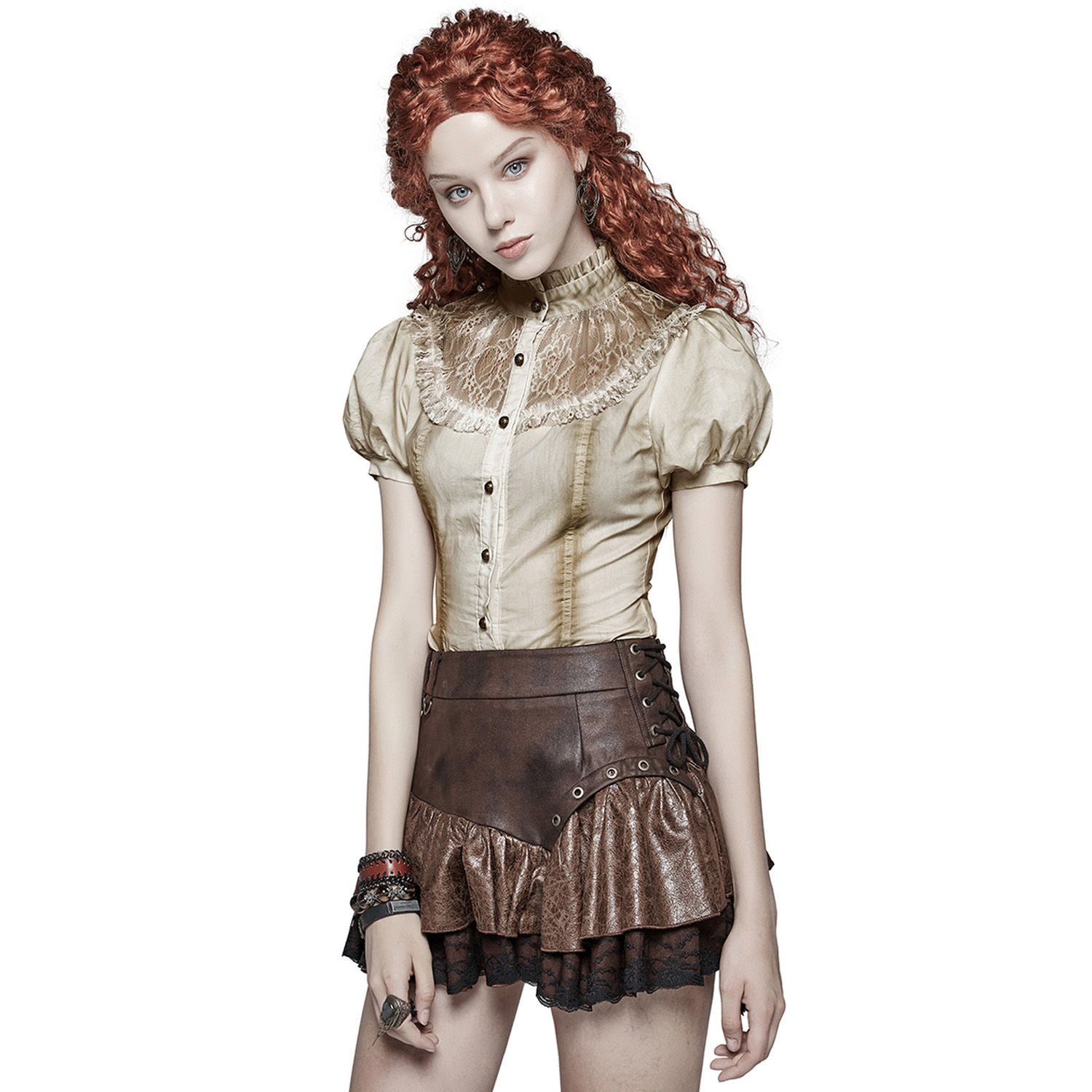 Wallpaper #_bmH3pIBJvJKYCmESQX00 Brown Norra Steampunk Mini Skirt by Punk Rave the Dark Store