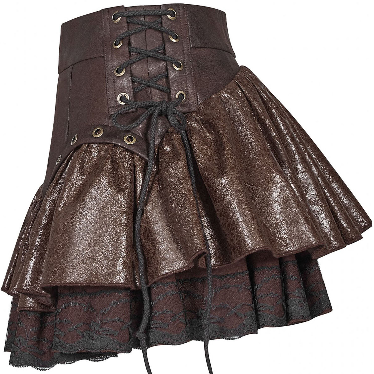 Wallpaper #_bmH3pIBJvJKYCmESQX07 Brown Norra Steampunk Mini Skirt by Punk Rave the Dark Store