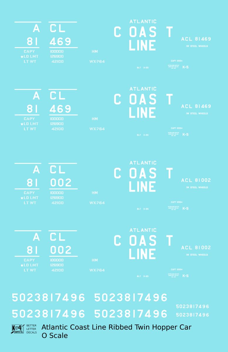 Wallpaper #rbg73JIBJvJKYCmEZfqB452 Atlantic Coast Line Ribbed Twin Hopper White Decal Choose Scale