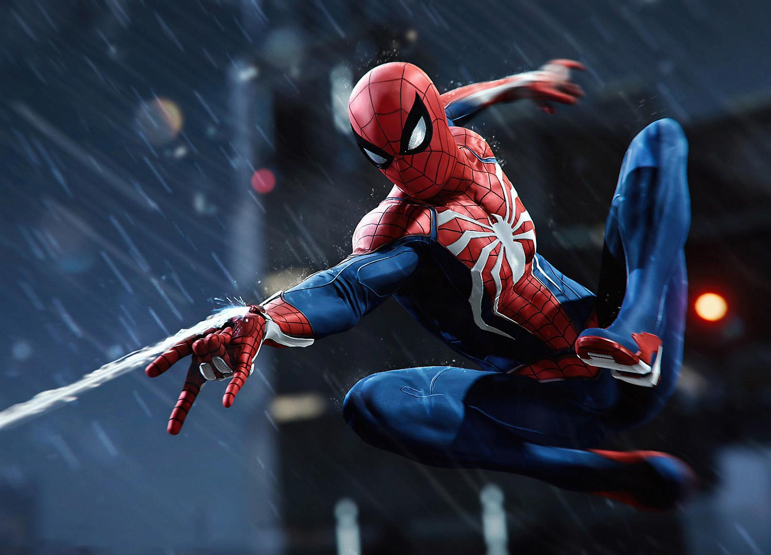 Wallpaper #GkWwlY4B7YBJg1BVIaCK13 Spider-Man Swinging Through a Rainy City