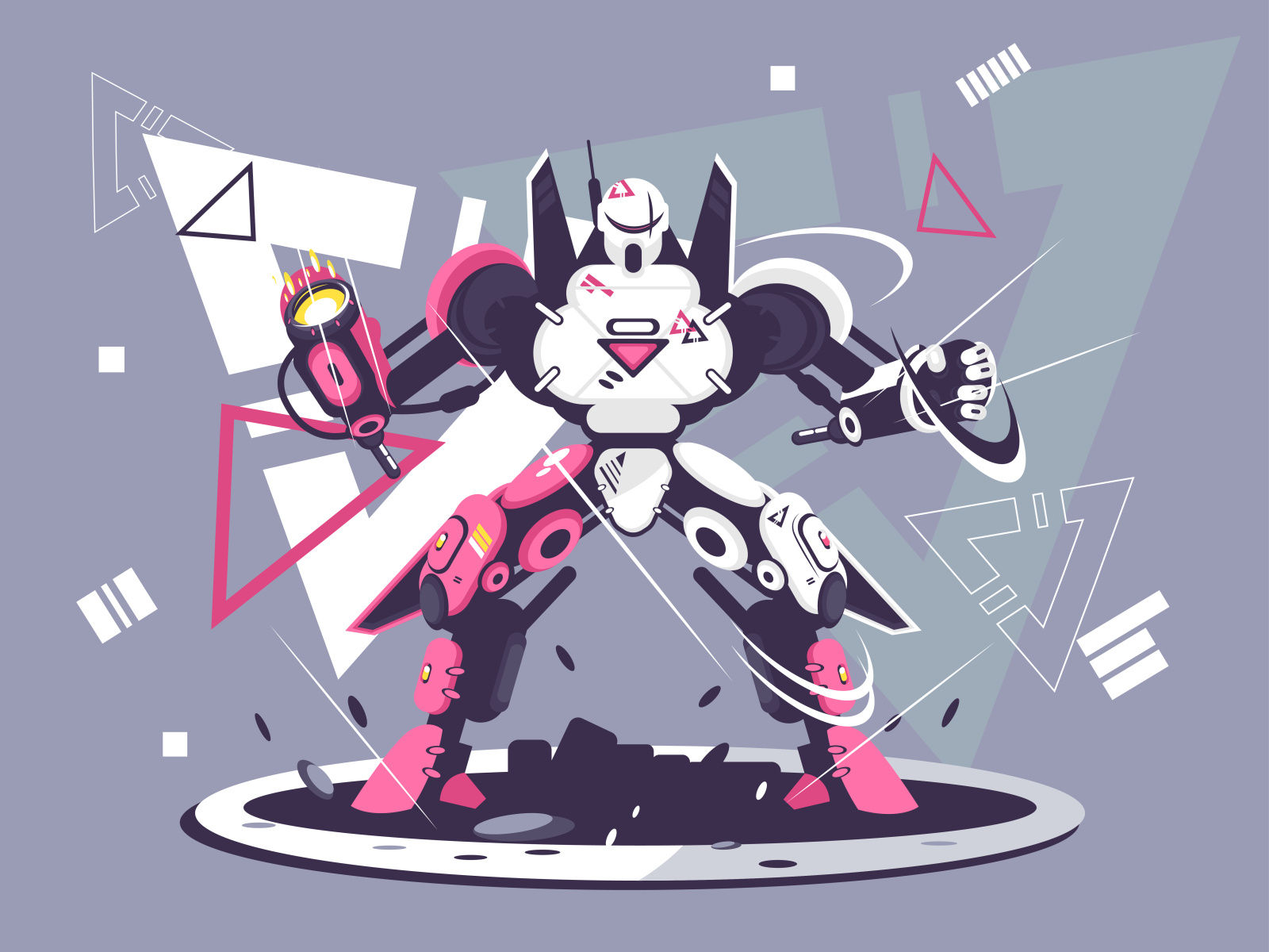 Wallpaper #FTHPNZMB5zzyi_yY1ljw195 Flat Battle Robot Concept Illustration by Just Devissandy on Dribbble