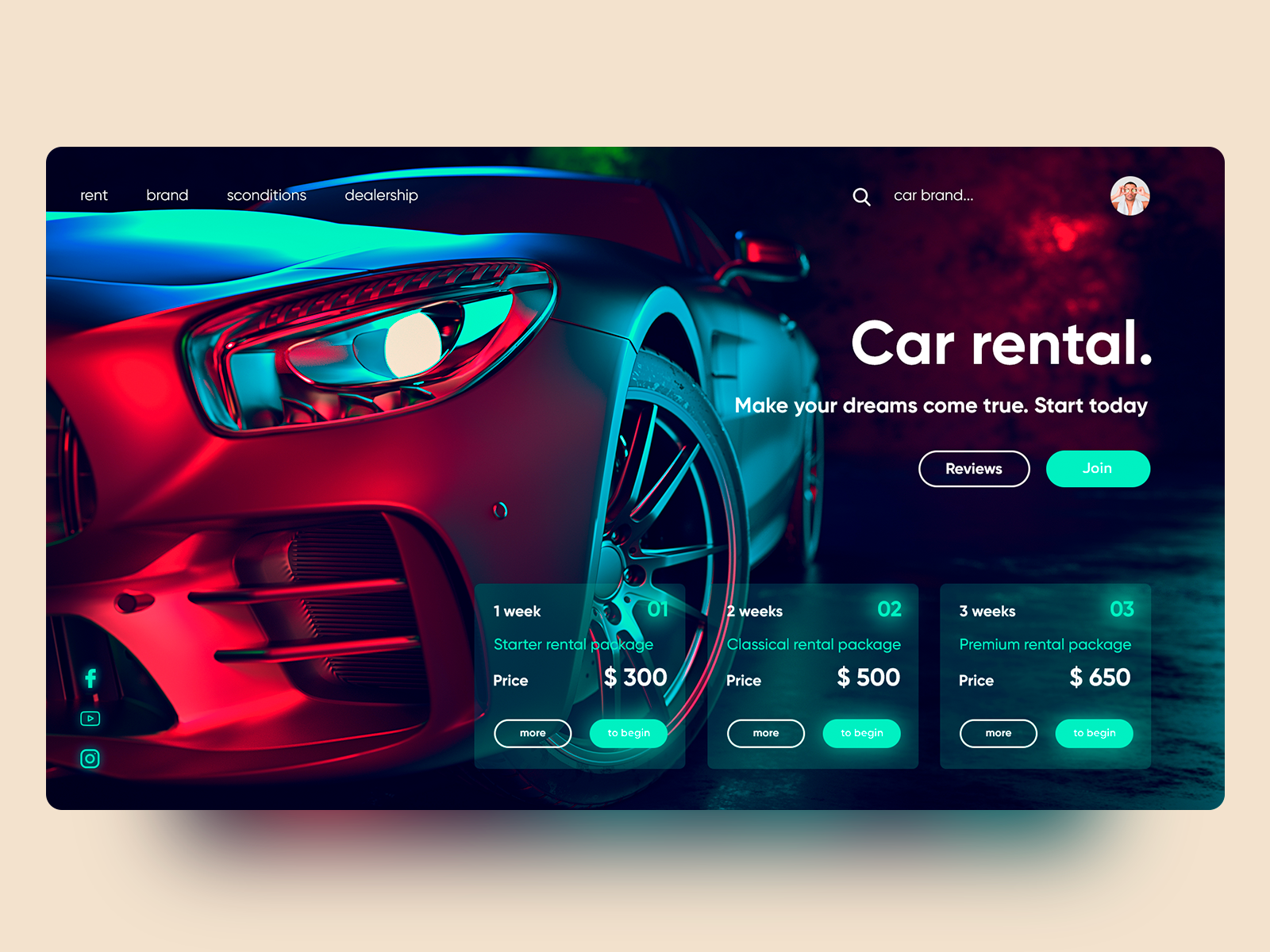 Wallpaper #WRk4D48BtGB6xQ78FFzw38 Car Rental Web Concept by Max Dobzhansky on Dribbble
