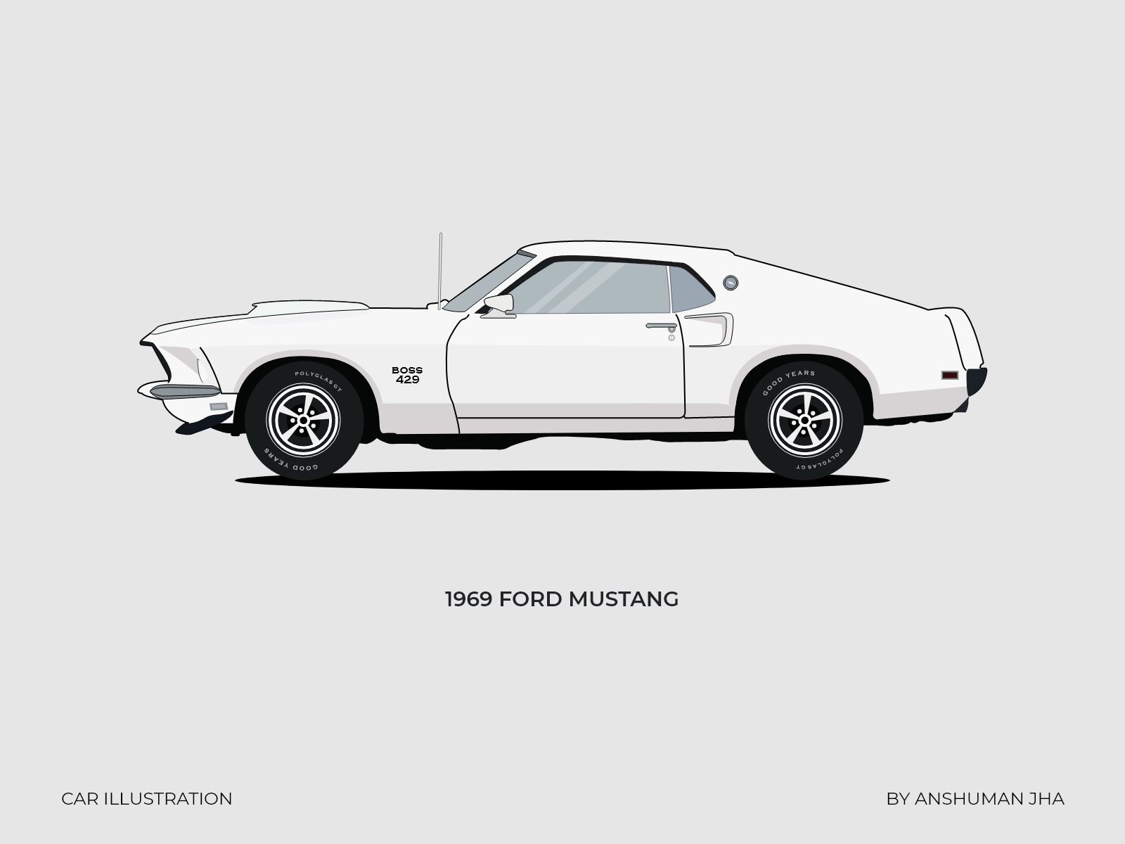 Wallpaper #-HQqw44B_8f4nGFa3m8m24 Car Illustration 02 1969 Ford Mustang by Anshuman Jha on Dribbble