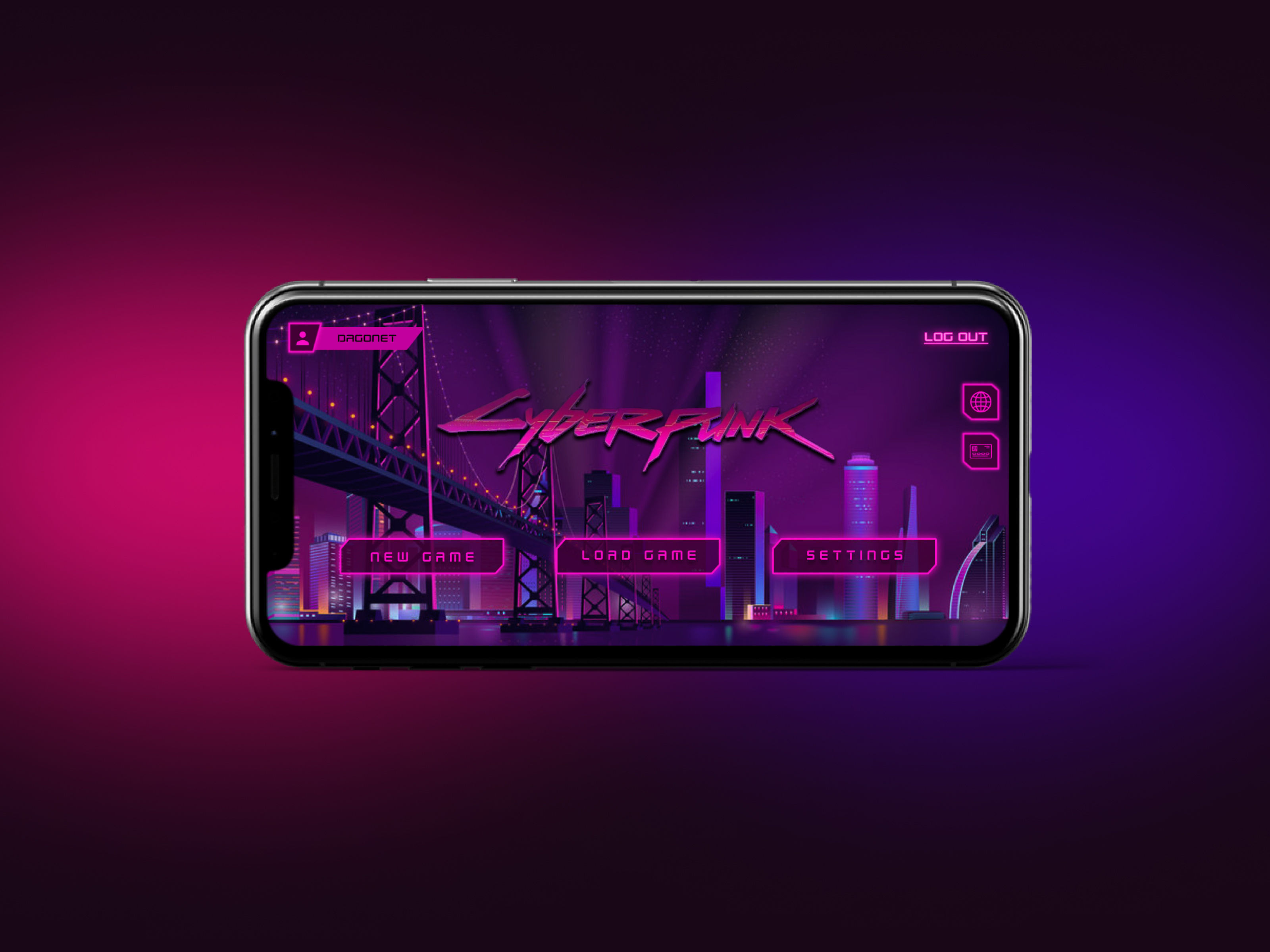 Wallpaper #bxkoMo8BtGB6xQ78spc832 Cyberpunk Mobile Game Main Menu by Nikolas Aivan Uxui Designer on