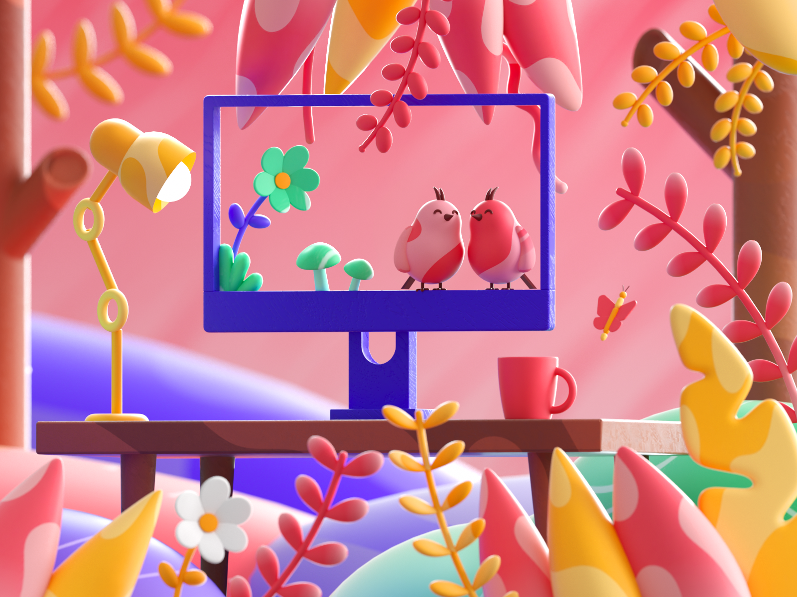 Wallpaper #lGcDC5MBSpphPi3-T9ct359 Forest 3D Illustration by Vedant Hegde on Dribbble