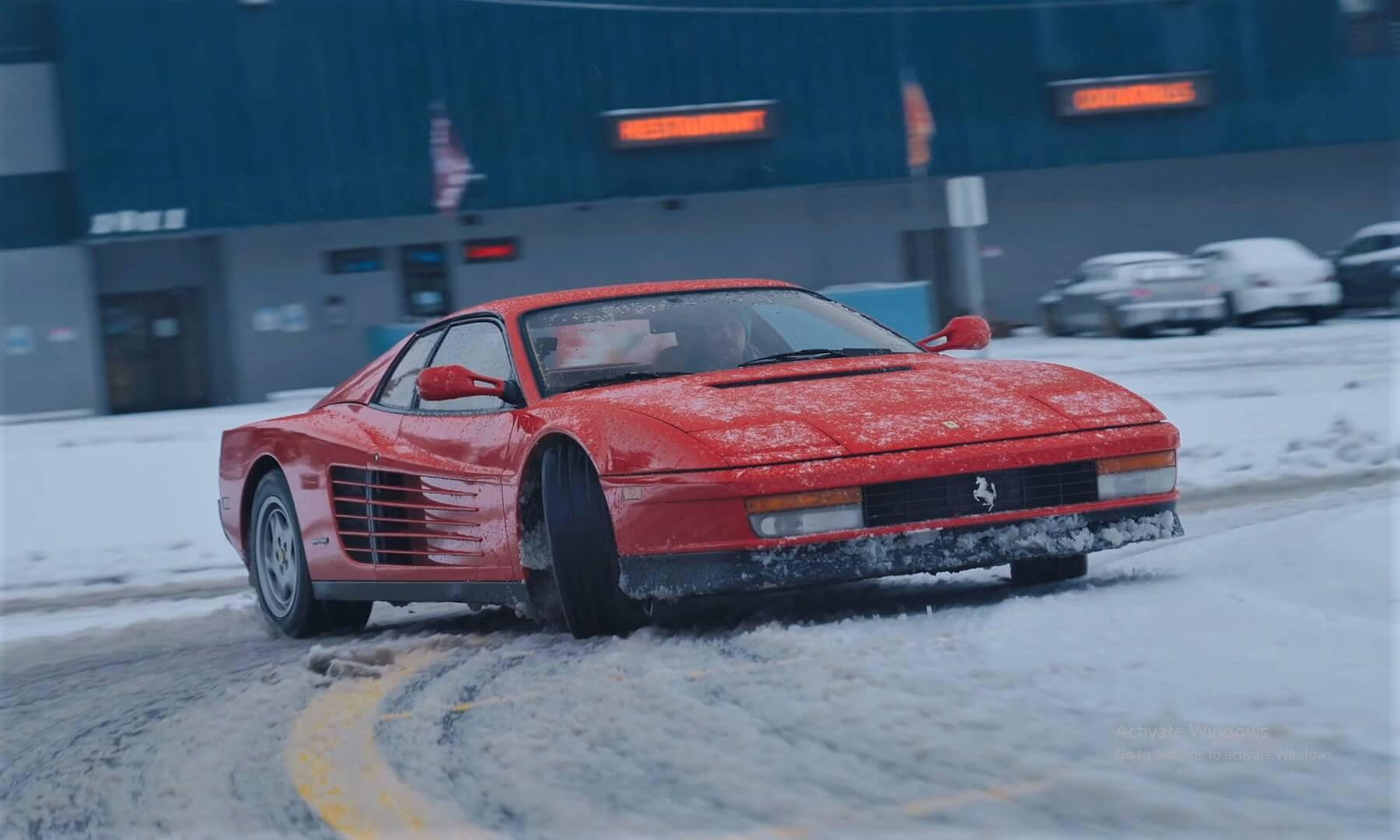 Wallpaper #fWjqHJMBSpphPi3-BySi254 Ferrari Testarossa Drifting in the Snow Video Double Apex