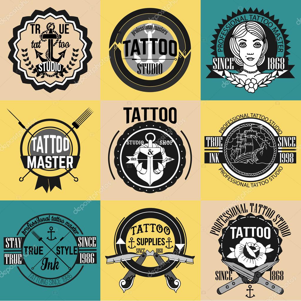 Wallpaper #zDNQM5MBcgDP3FvJt6pR230 Logotipos De Tatuaje Caseros E Insignias Vector Conjunto Vector