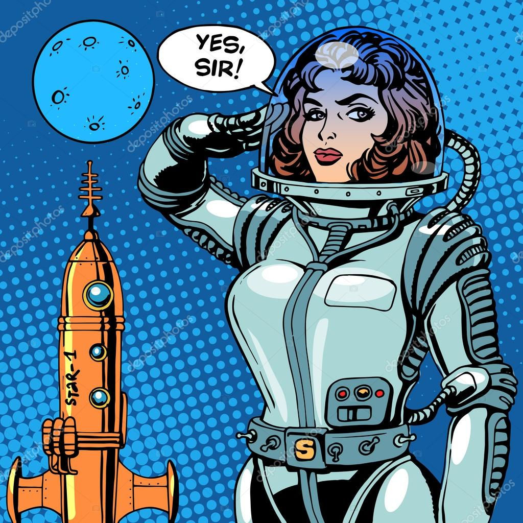 Wallpaper #TOqkVpMBlwTYPL18VRAh19 Woman Astronaut Captain of a Spaceship Science Fiction Stock Vector