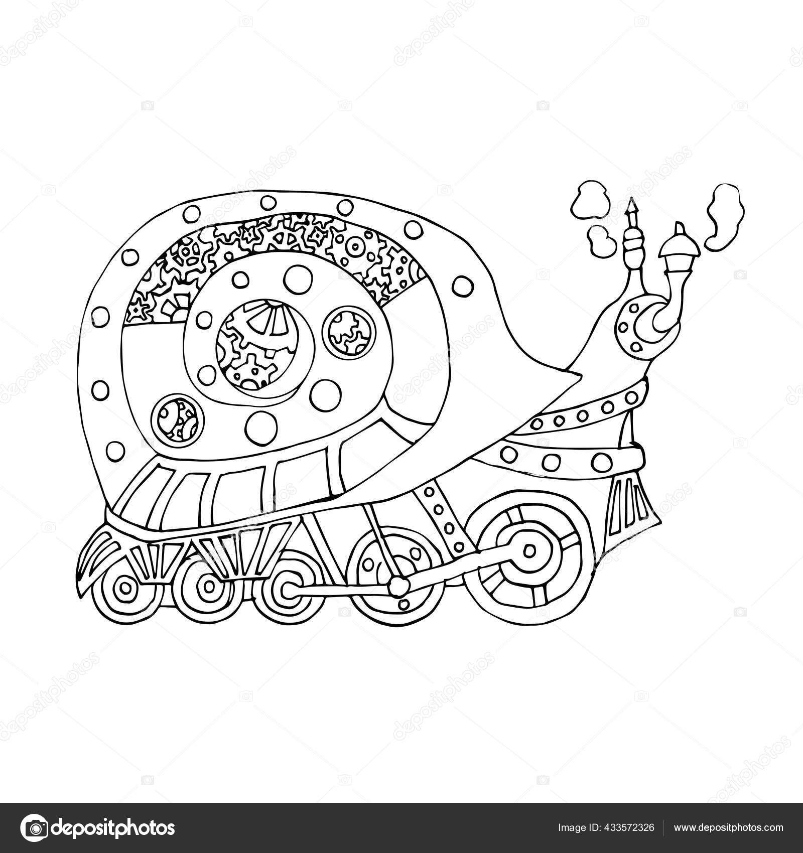 Wallpaper #7DE0NZMB5zzyi_yYk1WD137 Steampunk Style Snail Mechanical Animal Coloring Book Adult Children