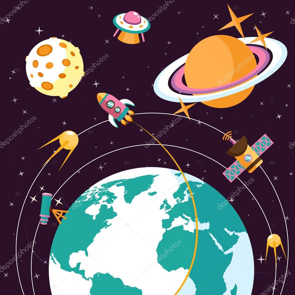 Wallpaper #CGc6B5MBSpphPi3-I8U6194 Space Flat Illustration Stock Vector Macrovector 56822911