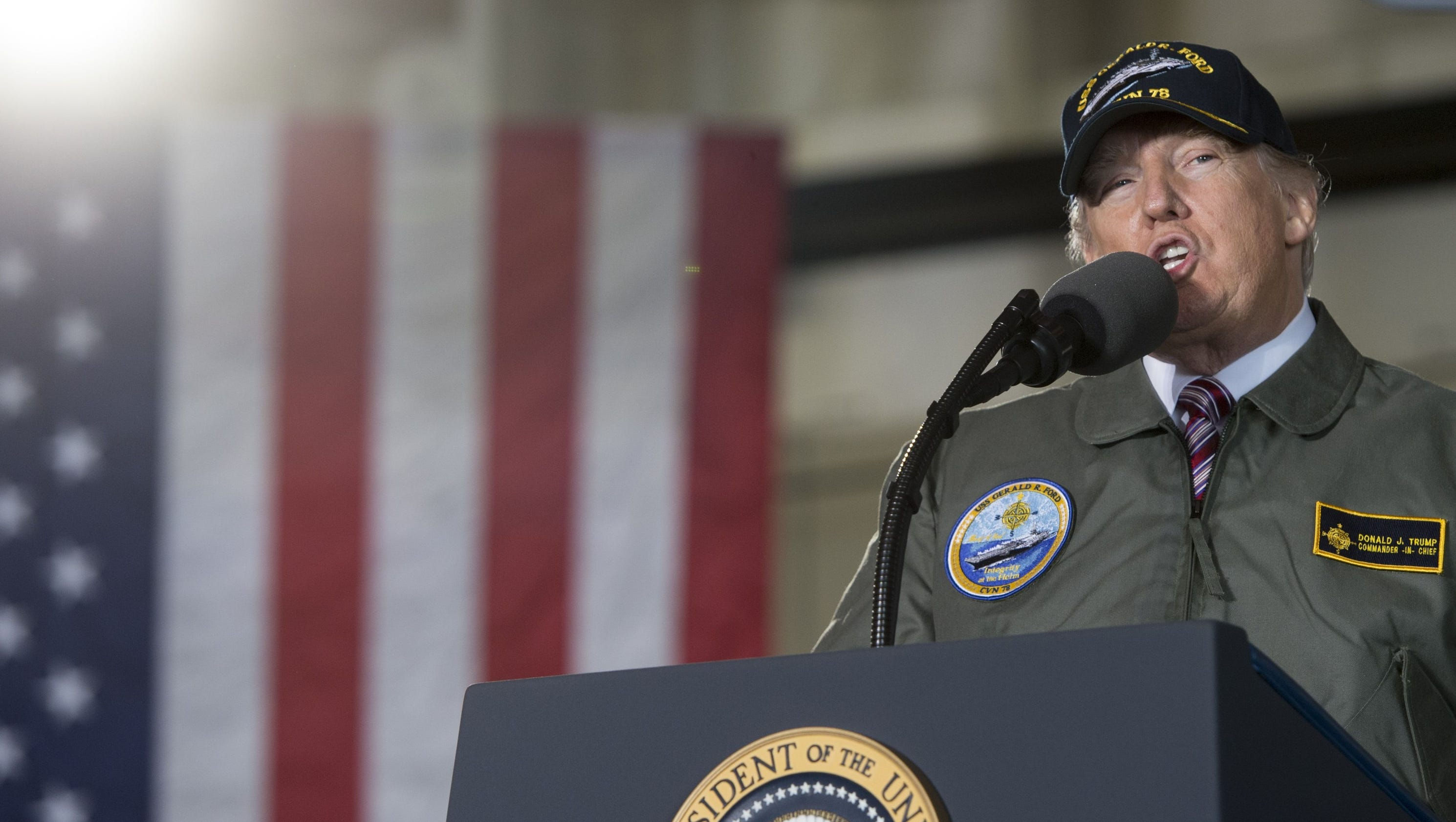 Wallpaper #IxnfKI8BtGB6xQ78Lod921 Some Vets Call Foul on Trump for Wearing Flight Jacket Admirals Cap