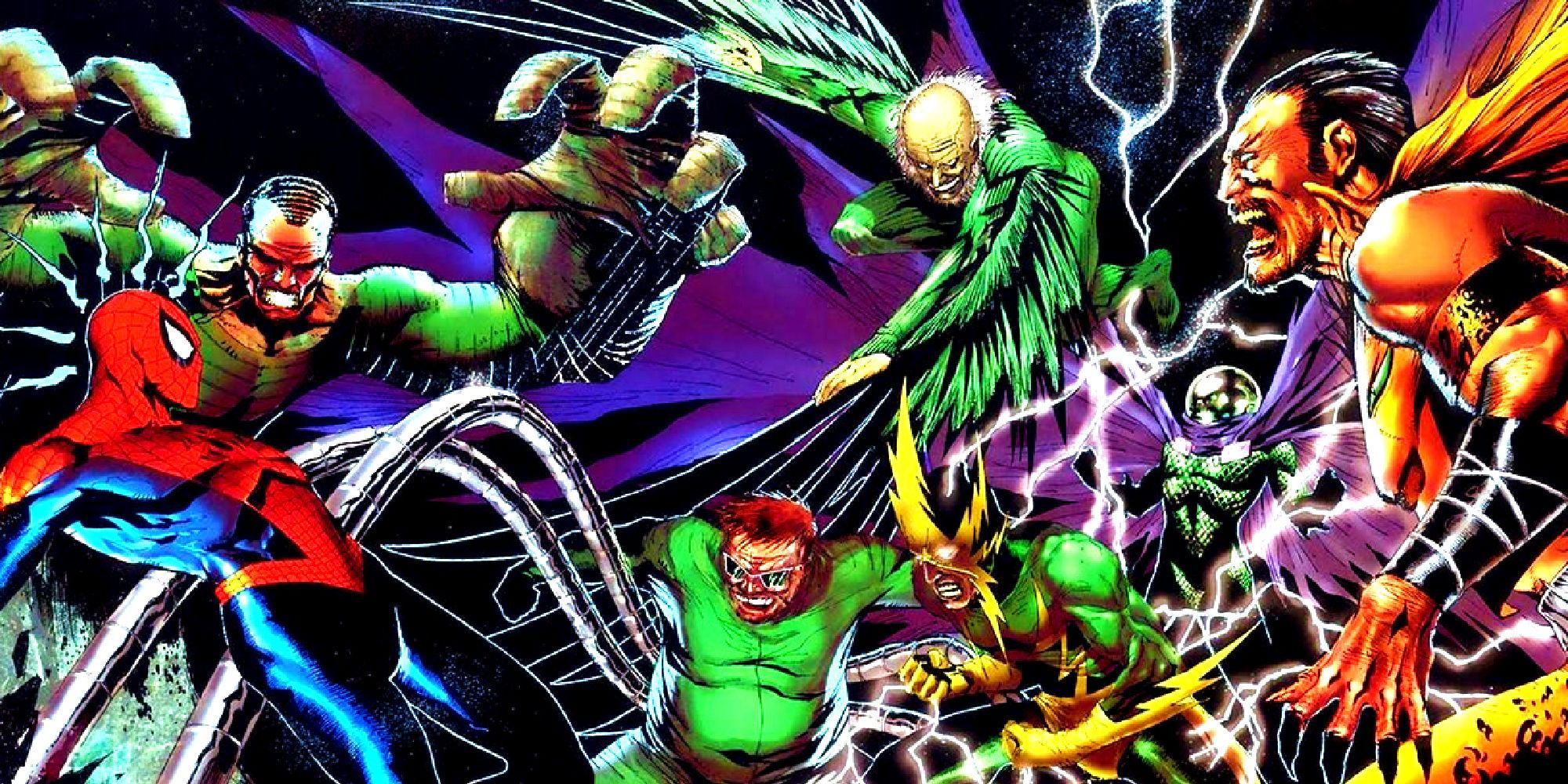 Wallpaper #ceb46 1920x1080 Spiderman vs Sinister Six Art Laptop Full HD 1080p HD 4K