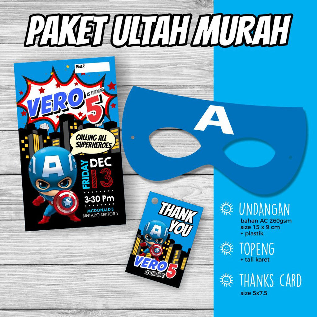 Wallpaper #j2fLAZMBSpphPi3-NKzH15 Jual Paket Ulang Tahun Captain America Kartu Undangan Thanks Card