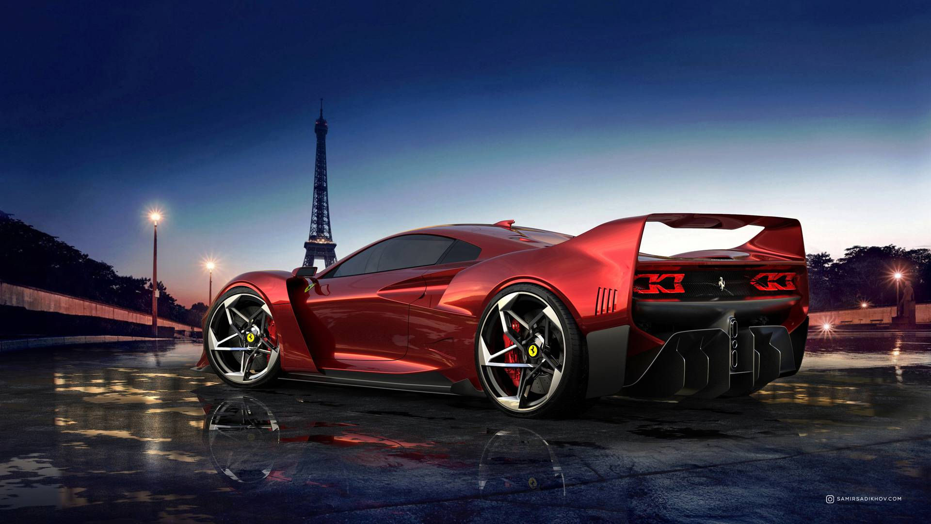 Wallpaper #Q7nI3pIBJvJKYCmEKgfX8 Ferrari F40 Tribute Rendering by Samir Sadikhov Foto 1 Di 34
