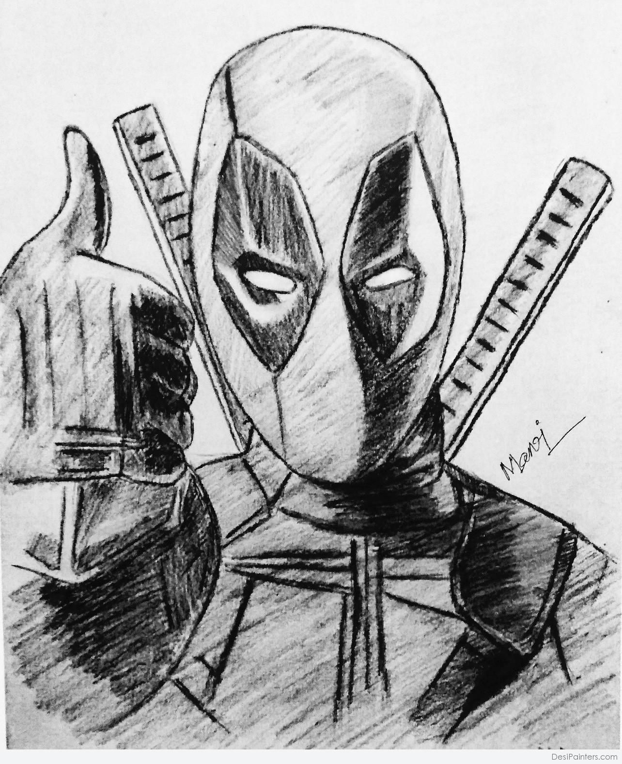 Wallpaper #HWfz8pIBSpphPi3-MnOE115 Perfect Pencil Sketch of Deadpool Desi Painters