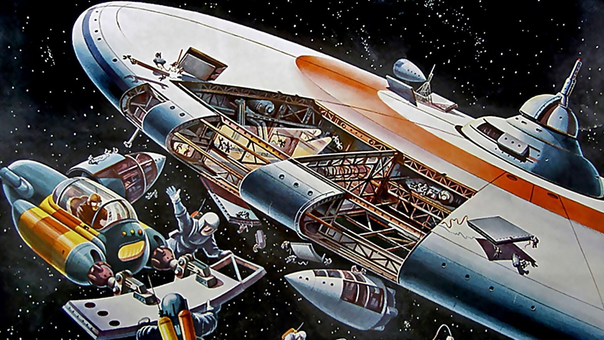 Wallpaper #f2954 Vintage Art Print Science Fiction Retro Ufo Poster Space Etsy