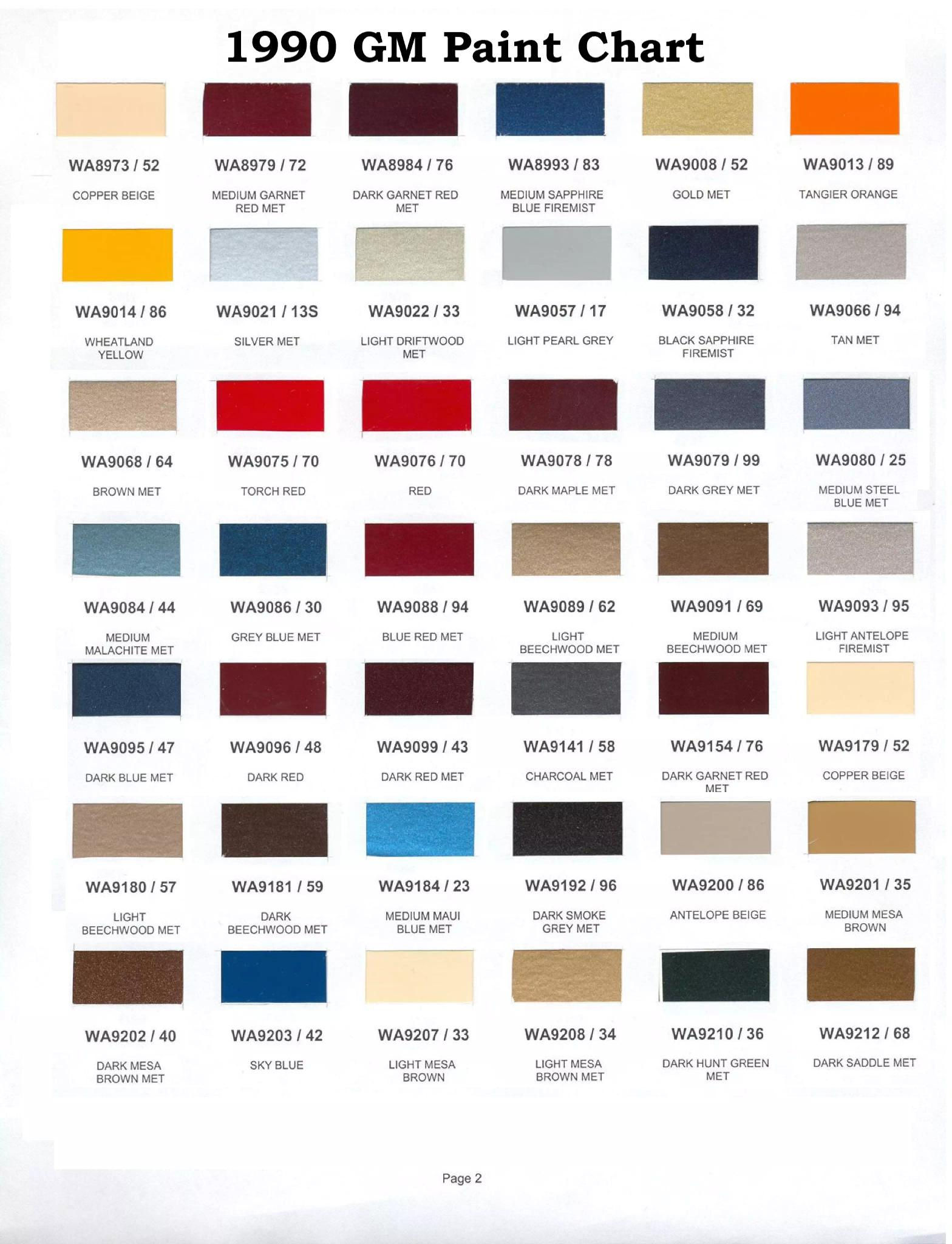 Wallpaper #VP8laZMB3lSXT3zUxeXy28 1990 to 1996 Gm Paint Codes and Paint Charts