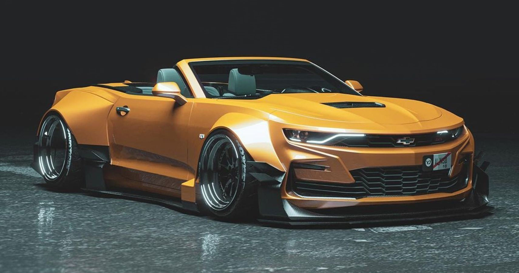 Wallpaper #iBmfHI8BtGB6xQ78aHVW37 Rendered Camaro Convertible Boasts Radical Lowered and Widened Stance