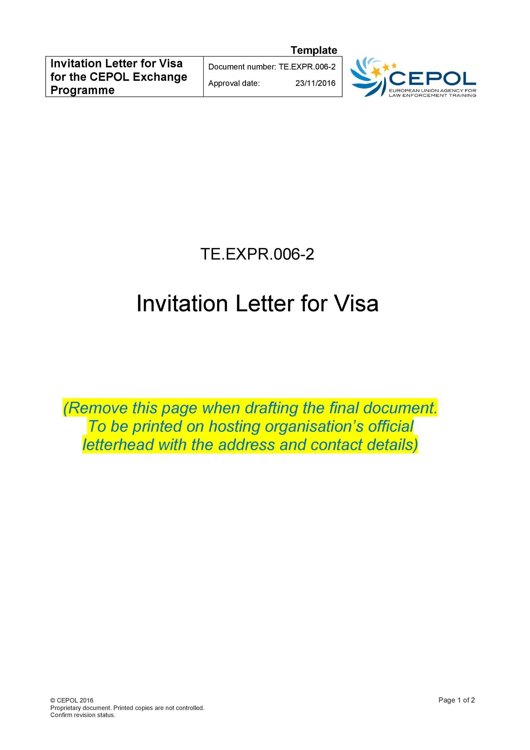 Wallpaper #E1A5E 50 Best Invitation Letters for Visa General Templatelab