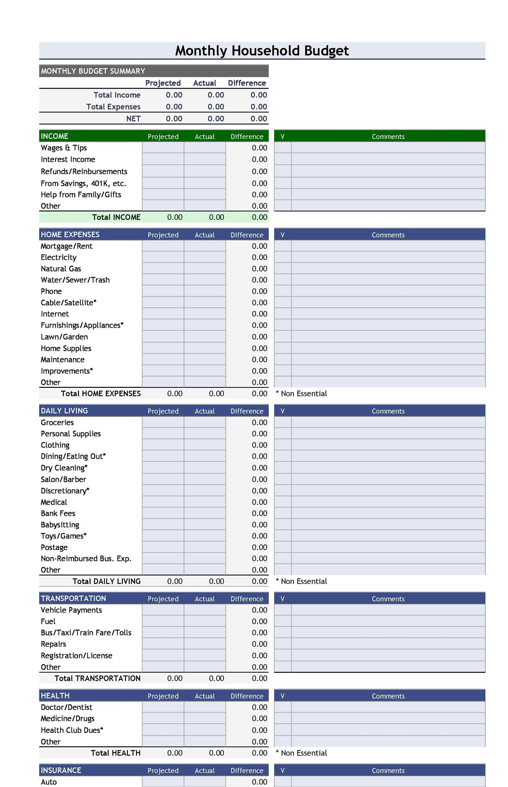 Wallpaper #0CC73 Free Monthly Budget Spreadsheet Template Excel Google Sheets