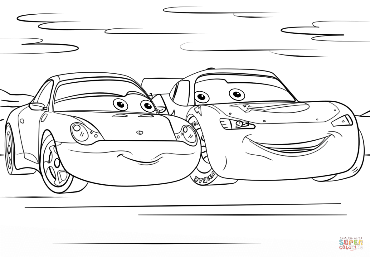 Wallpaper #PGdE7ZIBSpphPi3-ZFeh160 Lightning Mcqueen and Sally from Cars 3 Coloring Page Free Printable