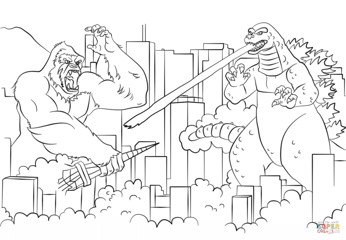 Wallpaper #1u_fTJMBMN-XEVvVqz47226 King Kong vs Godzilla Coloring Page Free Printable Coloring Pages