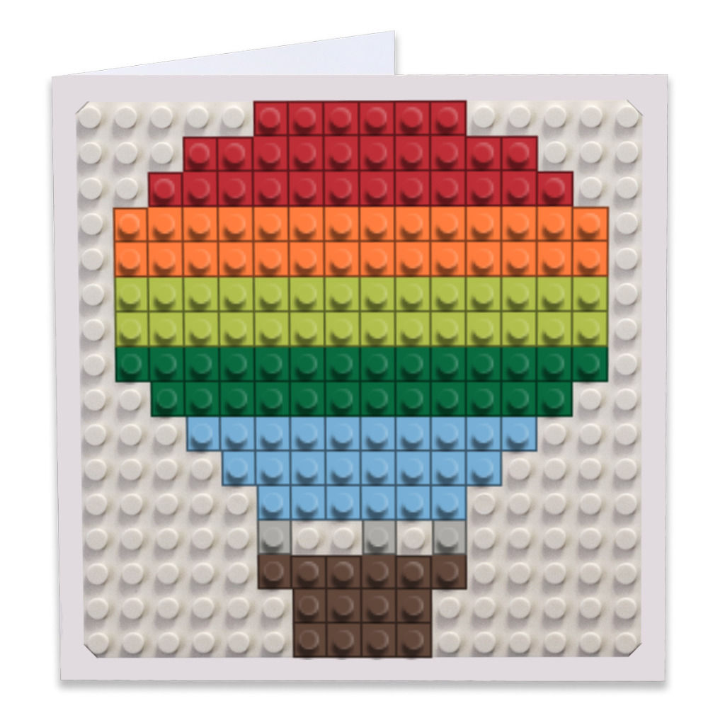 Wallpaper #a0D6MJMBJhL2WPbaiMSr193 Hot Air Balloon Pixel Art Build on Greeting Card Brik