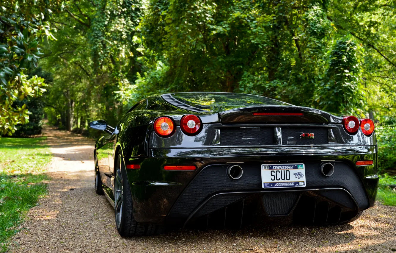 Wallpaper #CgBc6o4BSdW8dNouug8M30 Wallpaper Trees Shadow Ferrari Ferrari Black F430 Back Scuderia