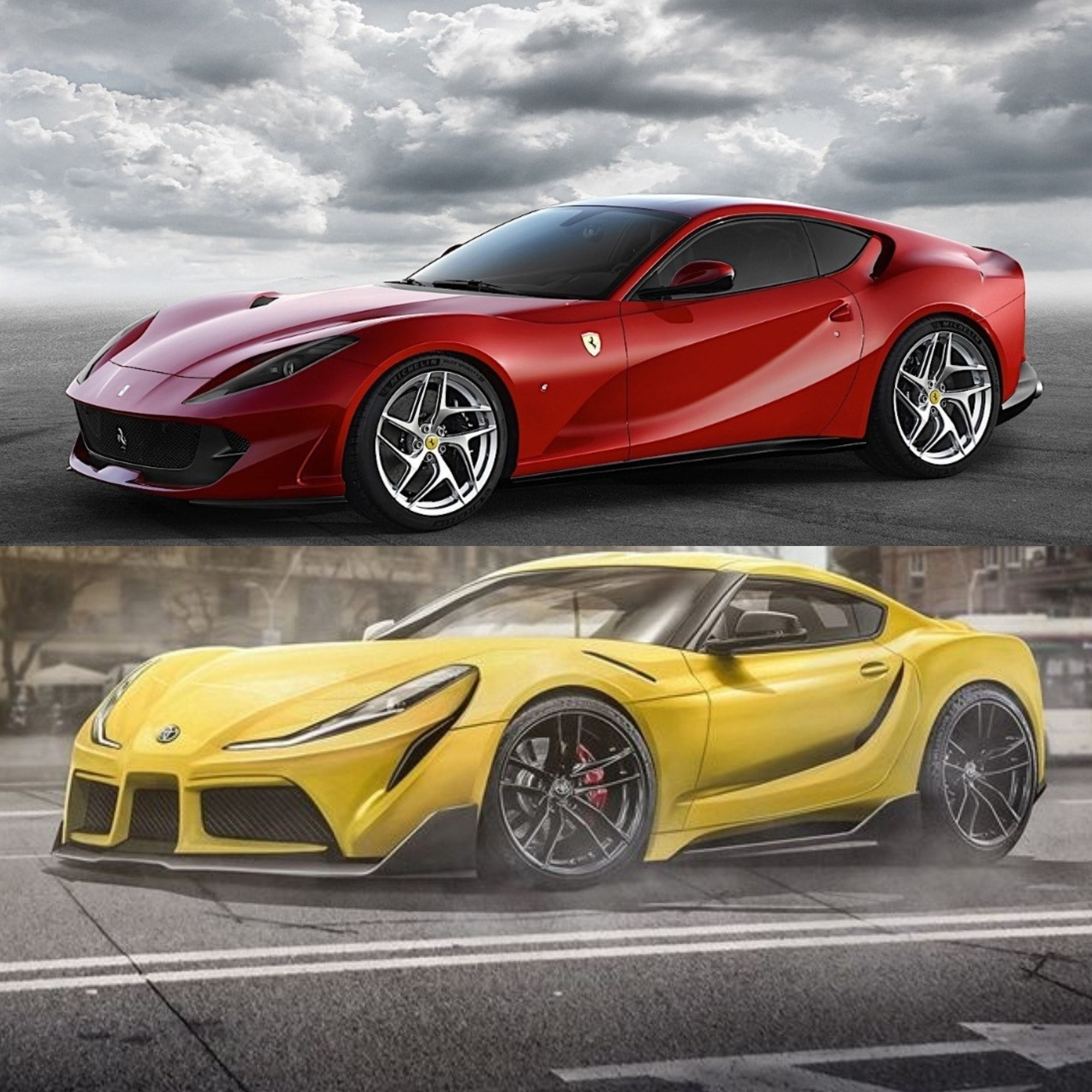 Wallpaper #3hlyI48BtGB6xQ78SYOd13 Ferrari 812 Superfast Rendered as Crazy Yellow Toyota Supra Autoevolution
