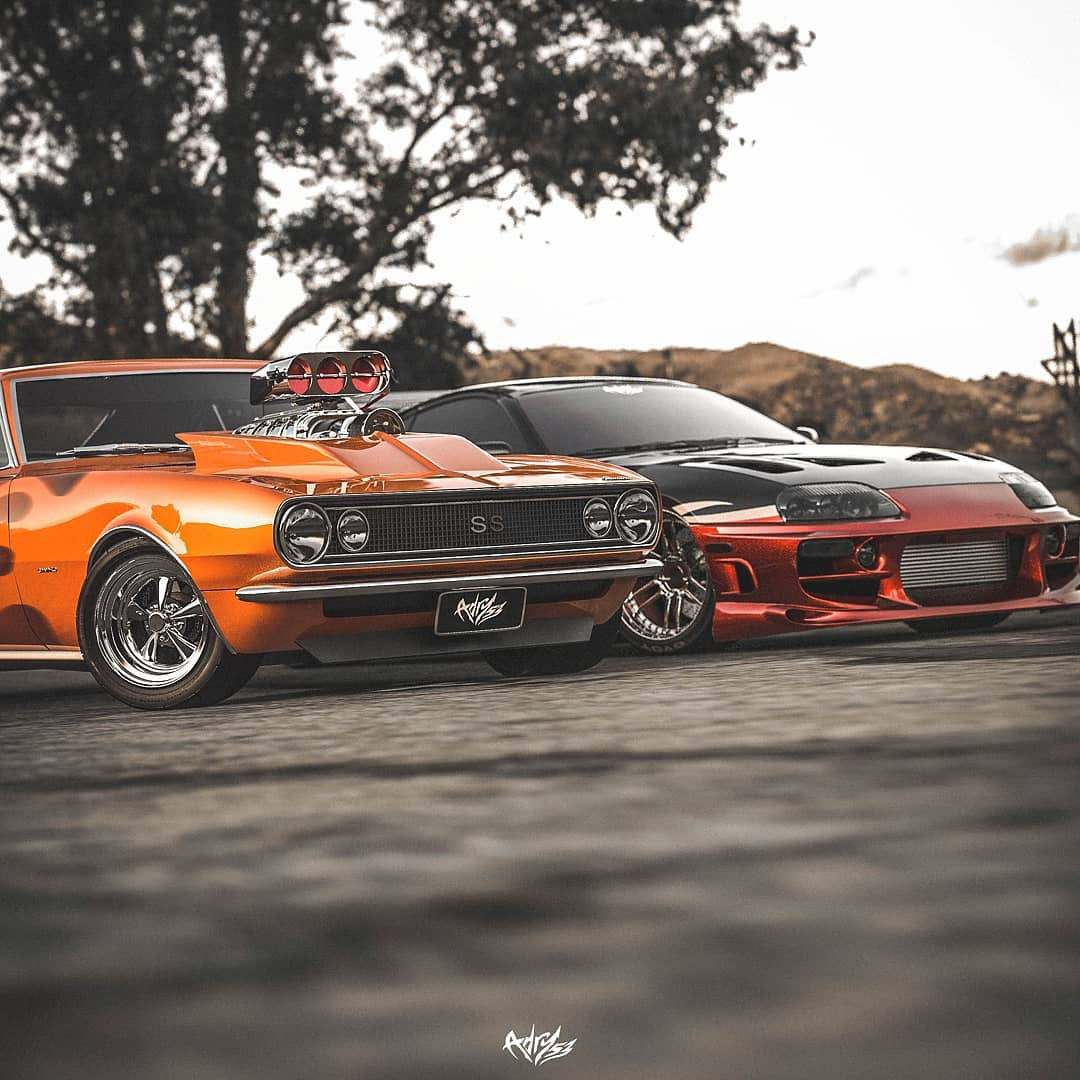 Wallpaper #NGesAJMBSpphPi3-Aaei10 Captain Camaro vs Supra Soldier is a Muscle Against Import Digital