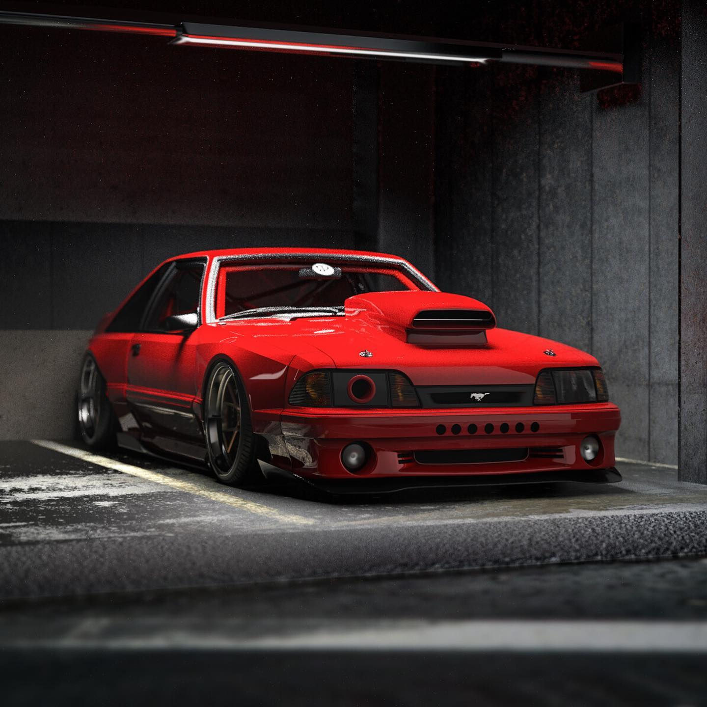 Wallpaper #2GfnC5MBSpphPi3-Ttuk100 Fox Body Ford Mustang Series Feels Ready to Blow Our Digitally Slammed