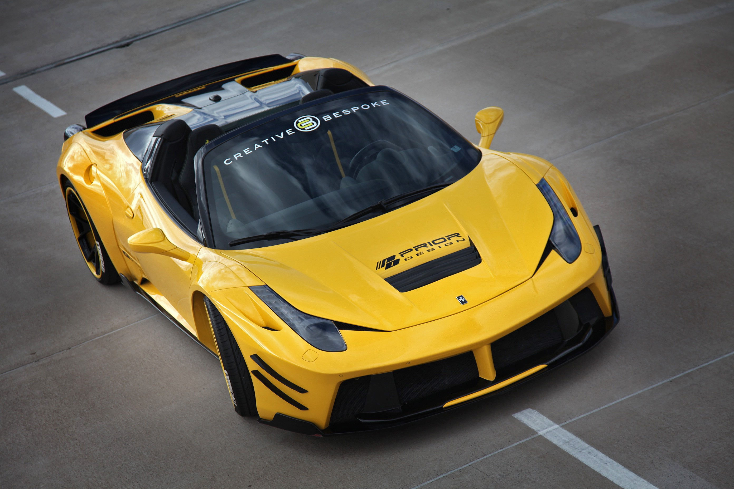 Wallpaper #m2dK_JIBSpphPi3-lJe7183 Prior Design Widebody Ferrari 458 Looks Odd in Yellow Has Forgiato